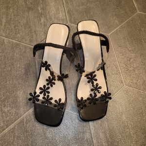 Elegant Black Floral Women's Sandals